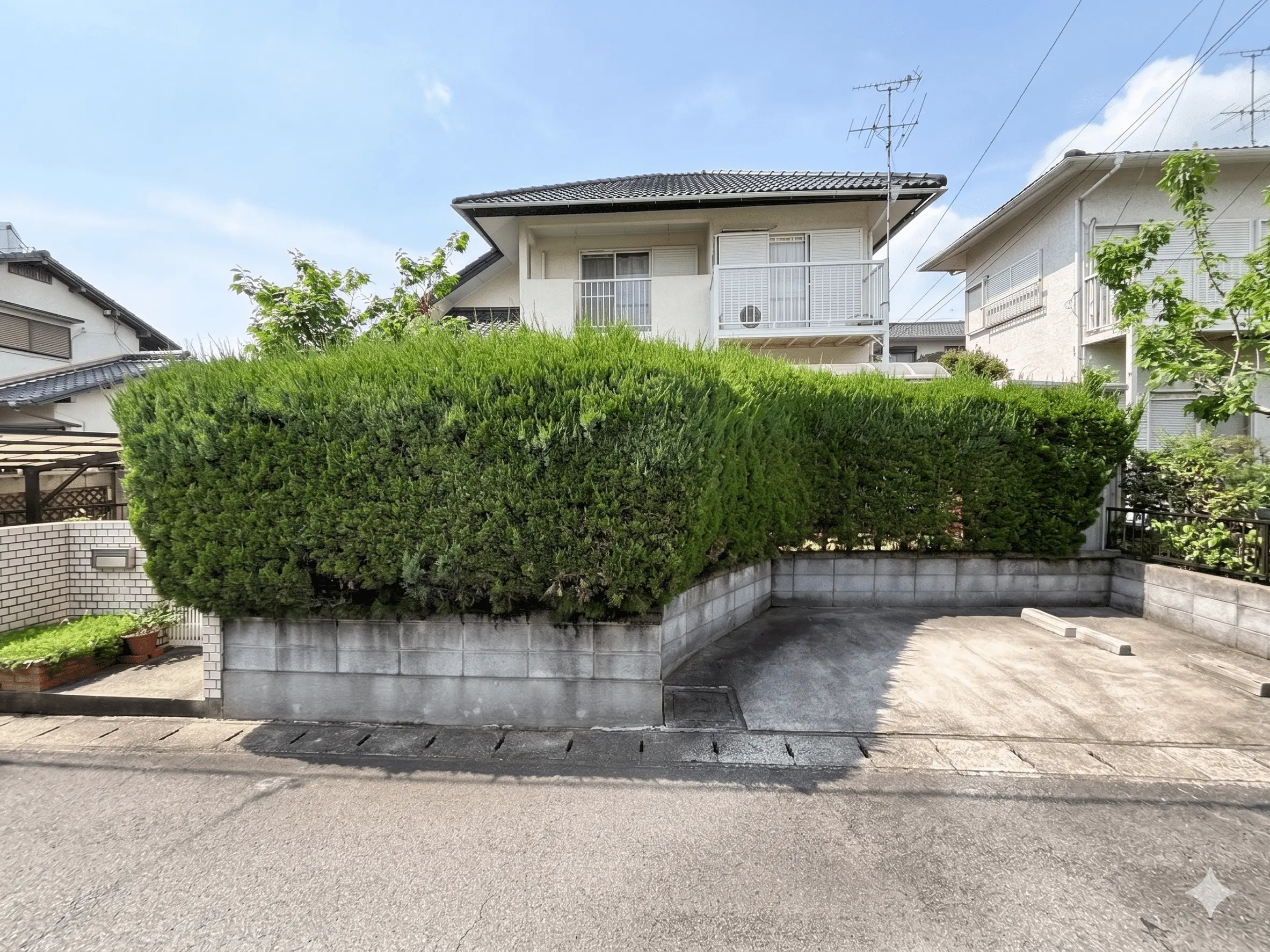 生垣撤去から目隠しフェンスへの施工前写真