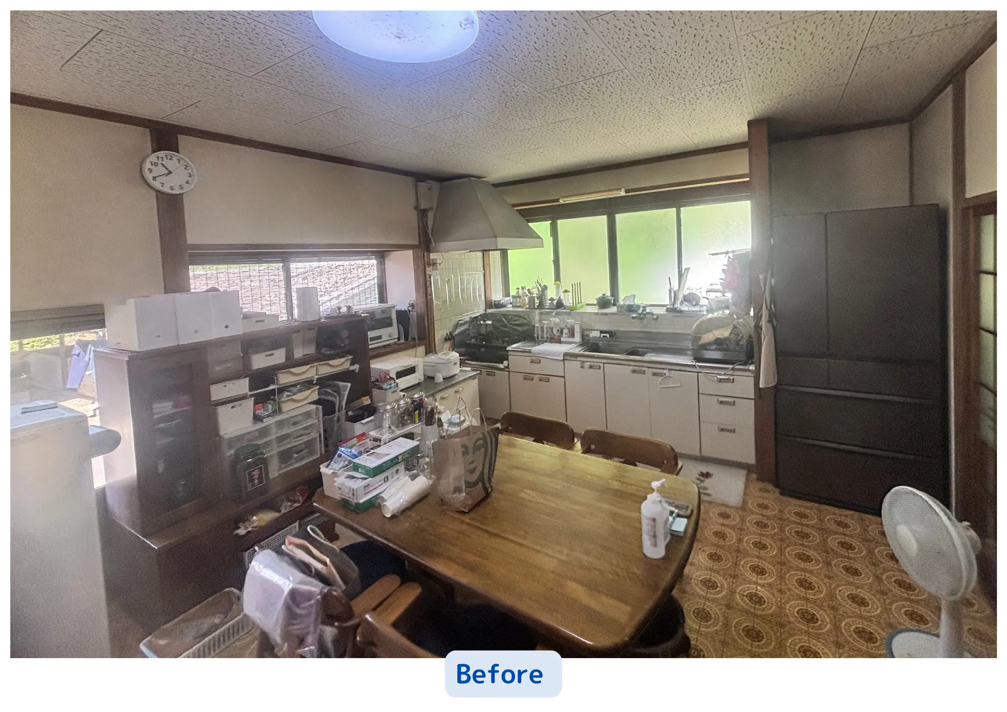 壁付けキッチンから対面キッチンへの施工前写真